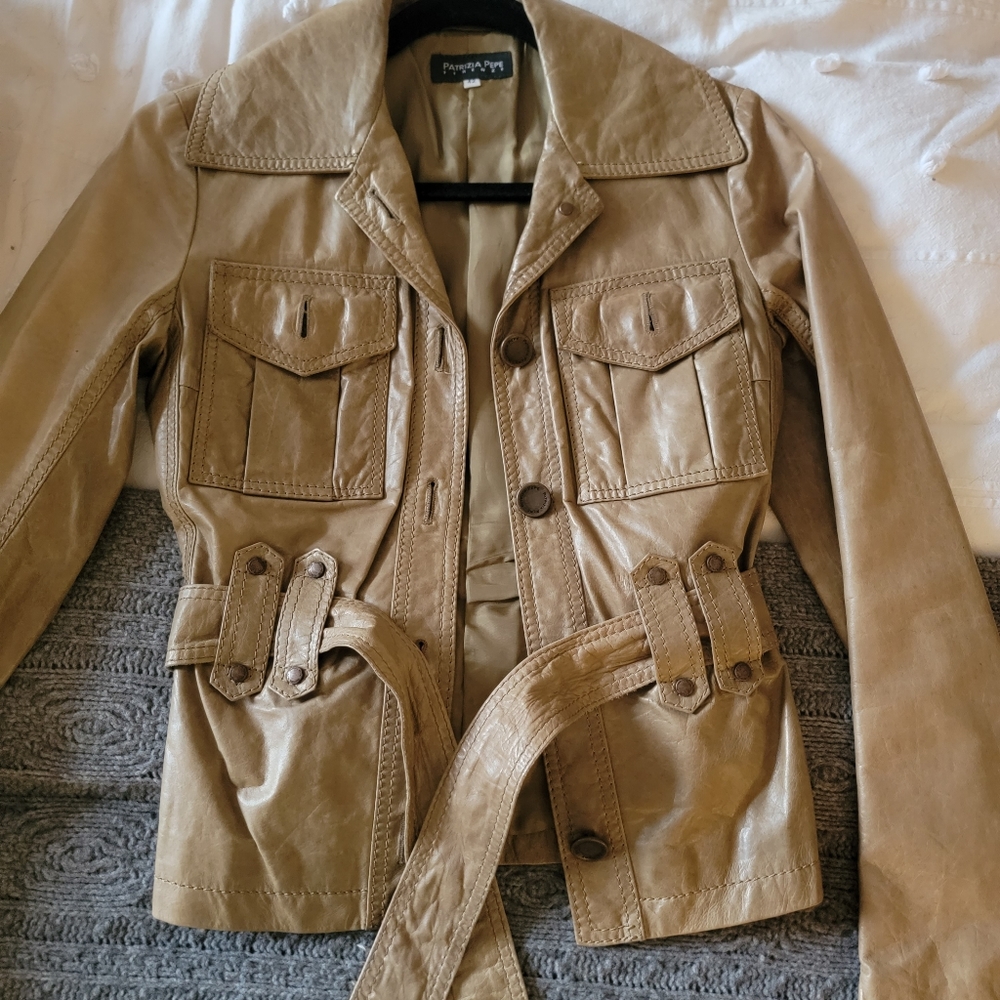 Patrizia Pepe tan leather jacket